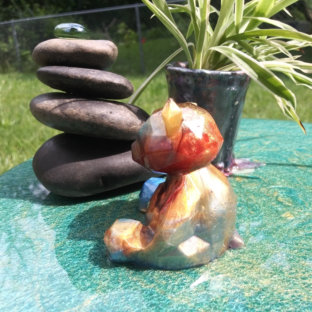 🧸SOLD🧸Colorful Teddy Bear Resin Art Cute Gift Gold Handmade Gifts - Picture 11 of 15